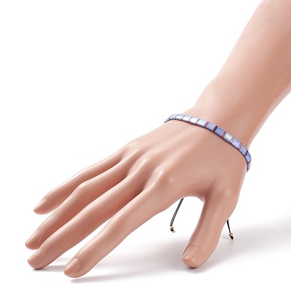 Rectangle Japanese Seed Braided Bead Bracelet, Adjustable Bracelet for Women
