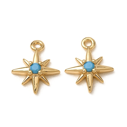 Synthetic Turquoise Pendants, Brass Hexagram Charms, Nickel Free