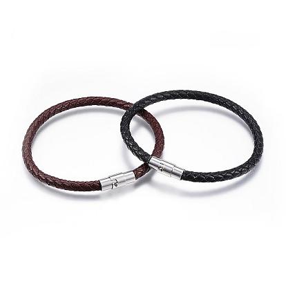 Braided Leather Bracelet Making, with Magnetic Stainless Steel Clasps