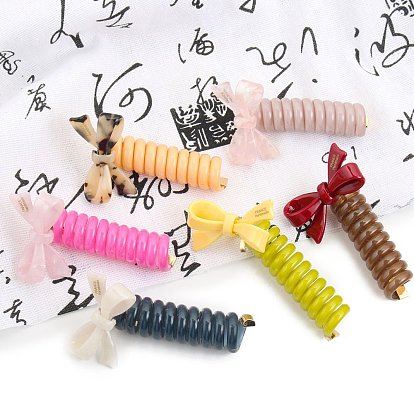 Cellulose Acetate & Plastic Bowknot Braided Phone Cord Hair Ties, Spiral Pony Tails For Women Girls Thick Hair