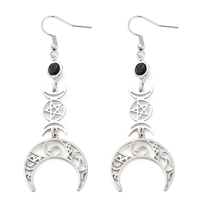 304 серьги из нержавеющей стали со стразами, луна