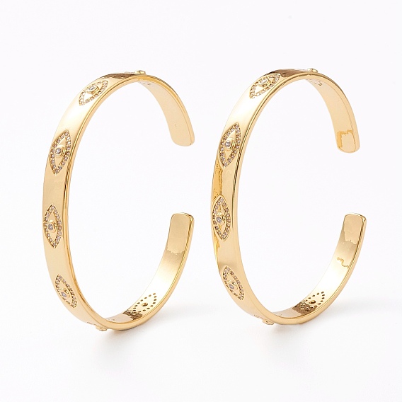 Латунь микро проложить кубического циркония манжеты браслеты, глаз, реальный 18 k позолоченный