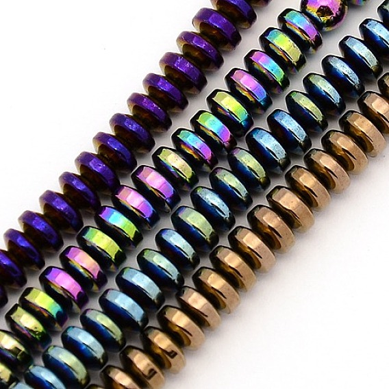 Electroplate Non-magnetic Synthetic Hematite Beads Strands, Heishi Beads, Flat Round/Disc, 5x2.5mm, Hole: 1mm, about 166pcs/strand, 15.7 inch
