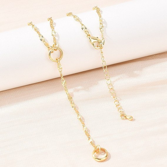 Латунные текстурированные цепочки и лариаты, с кольцами, долговечный, стойки покрытие, без свинца и без кадмия