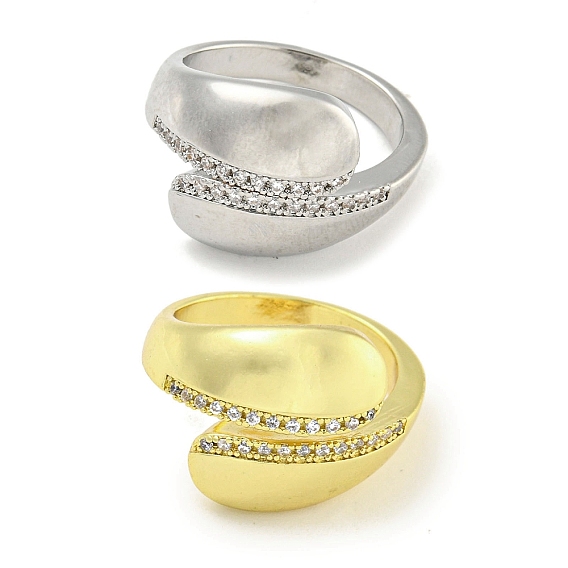 Латунное покрытие стойки с микро-паве и кубическим цирконием, открытые манжеты для женщин, каплевидные кольца, долговечный, без кадмия и без свинца