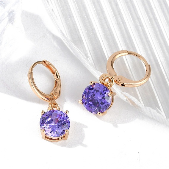 Латунные микропроволочные кубические серьги с цирконием, стойки покрытие, долговечный, без свинца и без кадмия, плоско-круглые