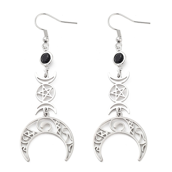 304 серьги из нержавеющей стали со стразами, луна