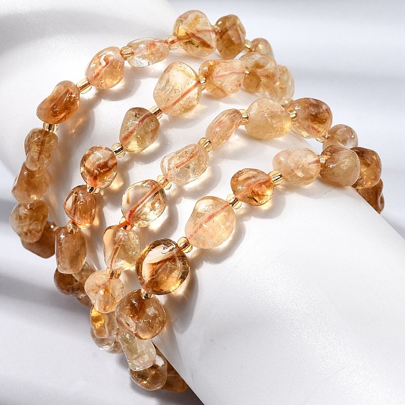 Pulseras elásticas con cuentas y pepitas de piedras preciosas naturales