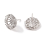 925 Sterling Silver Micro Pave Cubic Zirconia Earring Settings Findings, for Half Drilled Beads, Flat Round