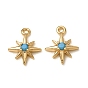 Synthetic Turquoise Pendants, Brass Hexagram Charms, Nickel Free