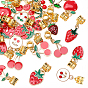 30Pcs Alloy Enamel European Dangle Charms, Large Hole Pendants, Fruits