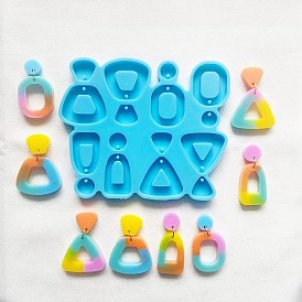 Trapezoid & Triangle & Flat Round Shape DIY Pendant Silicone Molds, Resin Casting Molds, For UV Resin, Epoxy Resin Jewelry Making