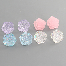 Rose Resin Earrings: Cute and Simple Floral Ear Studs for Spring Look