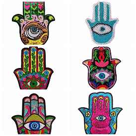 Hamsa Hand with Evil Eye Computerized Embroidery Cloth Iron on/Sew on Sequin Patches, Costume Accessories