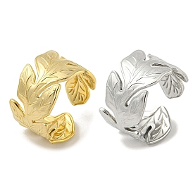 304 Stainless Steel Open Cuff Ring, Leaf
