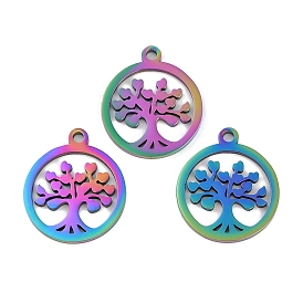 304 подвески из нержавеющей стали, лазерная резка, плоская круглая с подвеской дерево жизни