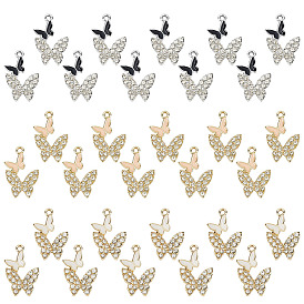 30 шт 3 цвета сплава эмалевые подвески, со стразами, очарование бабочки