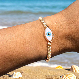 Латунь растягивающийся браслет от сглаза, с круглой бусинкой