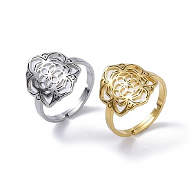 304 anillos ajustables de acero inoxidable, flor
