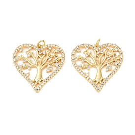 Латунные микропаве прозрачные подвески с фианитом, сердце прелести, стойки покрытие, долговечный, без свинца и без кадмия