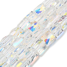 Abalorios de vidrio electrochapa, color de ab, facetados, columna