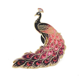 Printed Alloy Brooch, Peacock, Golden