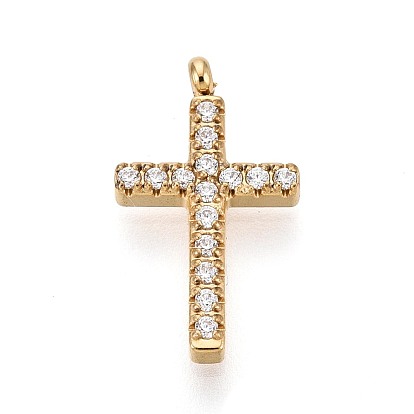 303 подвески из нержавеющей стали, со стразами, крест прелести, ионное покрытие (ip), долговечный