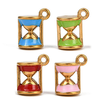 304 нержавеющей стальной эмали подвески, песочные часы-талисман, ионное покрытие (ip), реальный 18 k позолоченный