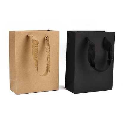 Бумажные подарочные пакеты с ленточными ручками, на свадьбу день рождения детский душ, переработанные пакеты, прямоугольные