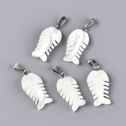 Подвески из натуральных ракушек trochus, Очарование рыб, с железом оснастки на поруки, платина