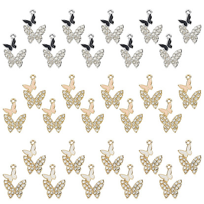 30 шт 3 цвета сплава эмалевые подвески, со стразами, очарование бабочки