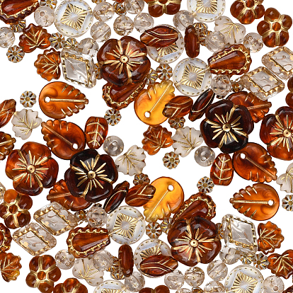 100шт. наборы акриловых бусин с золотым металлическим плетением, разнообразные