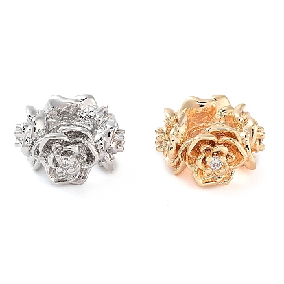 Латунные микропаве из прозрачного кубического циркония, без кадмия, без никеля и без свинца, роза