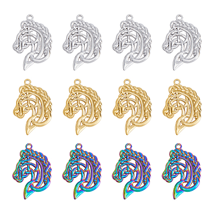 12 шт. 3 цвета 304 подвески из нержавеющей стали, лошадь