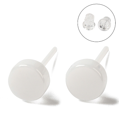 Hypoallergenic Bioceramics Zirconia Ceramic Stud Earrings, No Fading and Nickel Free, Flat Round