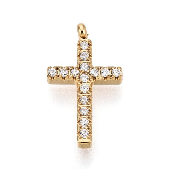 303 подвески из нержавеющей стали, со стразами, крест прелести, ионное покрытие (ip), долговечный