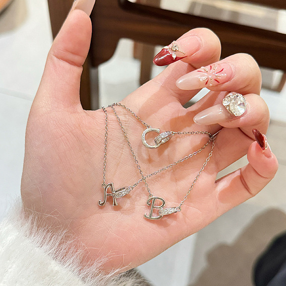 304 ожерелья с подвесками из нержавеющей стали и стразами, цвет нержавеющей стали