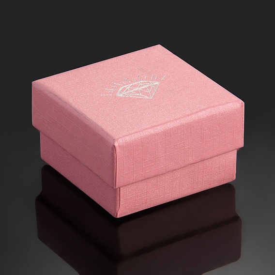 Картонные бумажные коробки для колец на палец, подарочная упаковка, с губкой внутри, квадратный