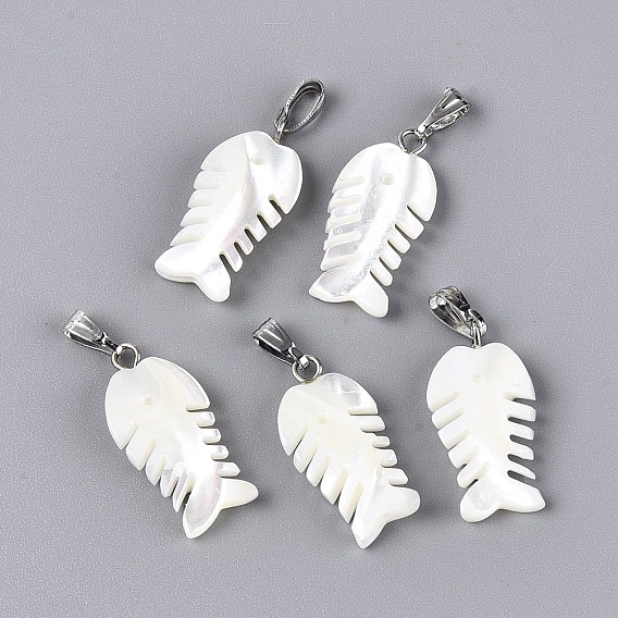 Подвески из натуральных ракушек trochus, Очарование рыб, с железом оснастки на поруки, платина