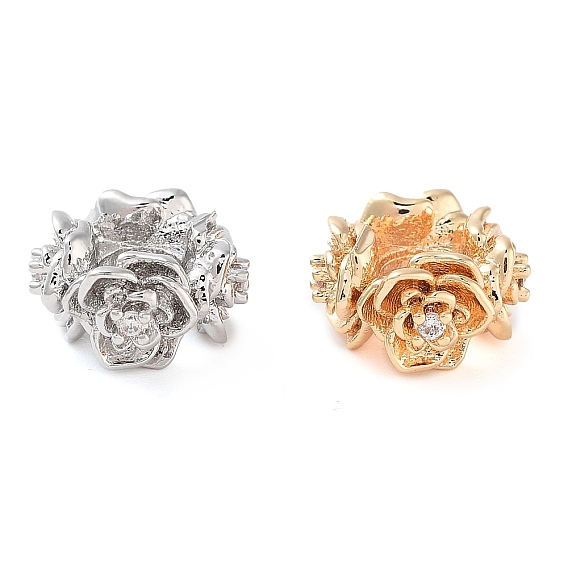 Латунные микропаве из прозрачного кубического циркония, без кадмия, без никеля и без свинца, роза