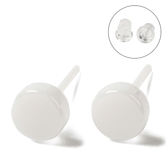 Hypoallergenic Bioceramics Zirconia Ceramic Stud Earrings, No Fading and Nickel Free, Flat Round