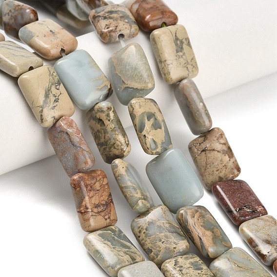 Натуральные бусины из аква терра яшмы, прямоугольные