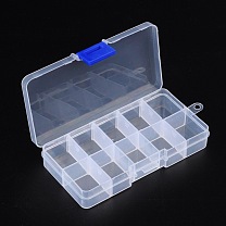 10 Compartment Organiser Storage Plastic Box, Adjustable Dividers Box, for Loom Bands Craft or Nail Art Beads, 7x13x2.3cm