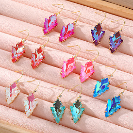 Geometric Crystal Earrings - Colorful Leaf Dangle - Elegant Jewelry for Girls.