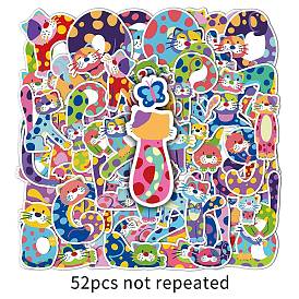 52Pcs Cat PET Stickers, Self-adhesive Decals, for Suitcase, Skateboard, Refrigerator, Helmet