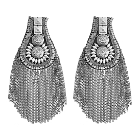 2 модные погоны с кисточками, значок на плече с заклепками, с железными цепями и булавкой, ткань выводы