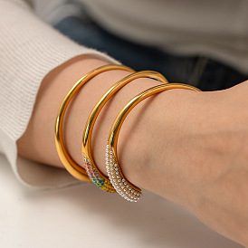 Fashion Design 18K Stainless Steel Smooth Open Bracelet Bracelet Electroplating Women's Hand Jewelry