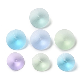 Frosted Glass Rhinestone Cabochons, Faceted, Pointed Back, Flat Round