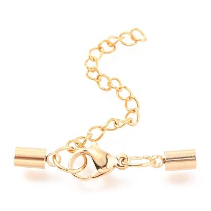 304 Stainless Steel Curb Chain Extender, with Cord Ends and Lobster Claw Clasps