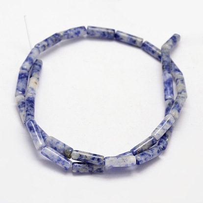 Tache bleue naturelle jasper colonne perles brins, 13~14x4~5mm, Trou: 1mm, Environ 29 pcs/chapelet, 15.7 pouce